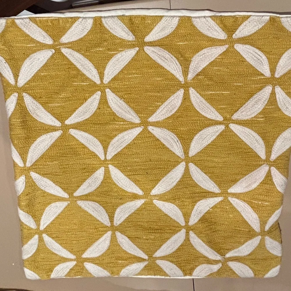 Set of 3 West Elm Gold and Cream Textured Pillows
